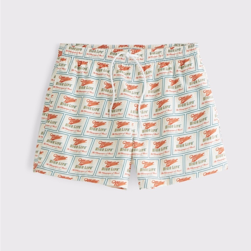 Abercrombie - Miller High Life Graphic Pull-On Swim Trunk (Size M)